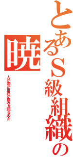 とあるＳ級組織の暁（人が国が世界が痛みを知るのだ）