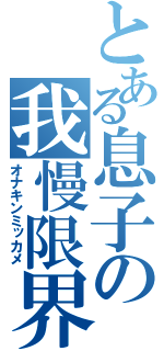 とある息子の我慢限界（オナキンミッカメ）