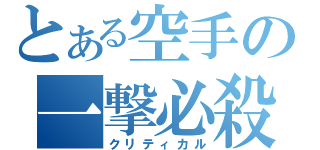 とある空手の一撃必殺（クリティカル）