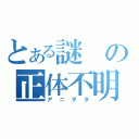 とある謎の正体不明（アニヲタ）