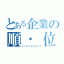 とある企業の順・　位（アニメキャラランキング）