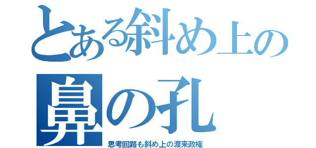 とある斜め上の鼻の孔（思考回路も斜め上の渡来政権）