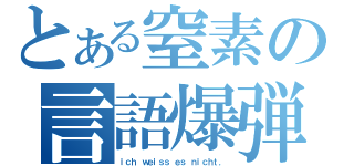 とある窒素の言語爆弾（ｉｃｈ ｗｅｉｓｓ ｅｓ ｎｉｃｈｔ．）