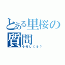 とある里桜の質問（今何してる？）