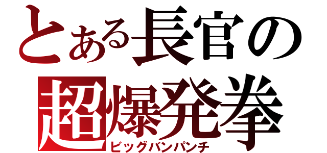 とある長官の超爆発拳（ビッグバンパンチ）