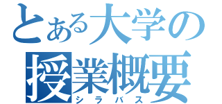 とある大学の授業概要（シラバス）