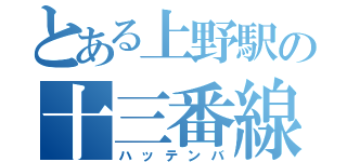 とある上野駅の十三番線（ハッテンバ）