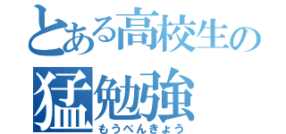 とある高校生の猛勉強（もうべんきょう）