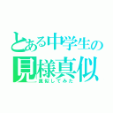 とある中学生の見様真似（真似してみた）