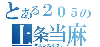 とある２０５の上条当麻（やましたゆうま）