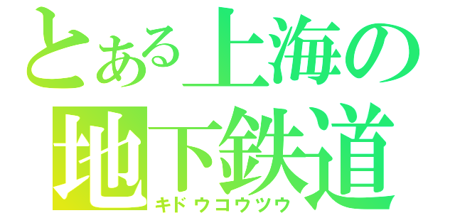 とある上海の地下鉄道（キドウコウツウ）