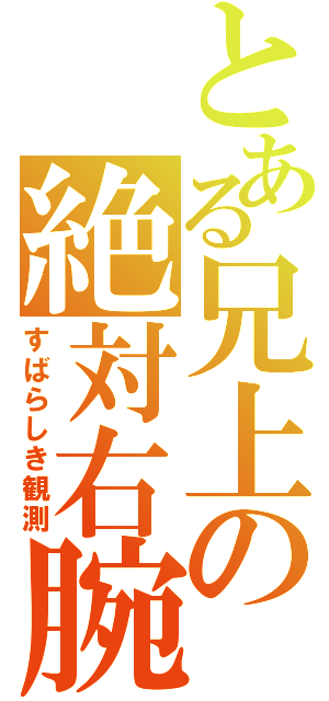 とある兄上の絶対右腕（すばらしき観測）