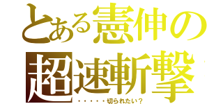 とある憲伸の超速斬撃（・・・・・切られたい？）