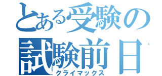 とある受験の試験前日（クライマックス）