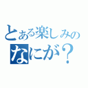 とある楽しみのなにが？（）