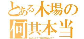 とある木場の何其本当（なんだって！？それは本当かい！？）