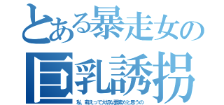 とある暴走女の巨乳誘拐（私、萌えって大切な要素だと思うの）