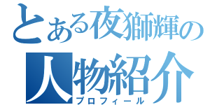 とある夜獅輝の人物紹介（プロフィール）