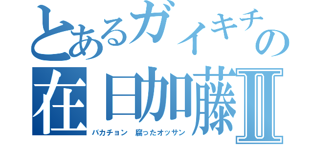 とあるガイキチの在日加藤雅樹Ⅱ（バカチョン 腐ったオッサン）