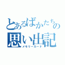 とあるばかたちの思い出記録（メモリーカード）