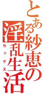 とある紗恵の淫乱生活（セックス）