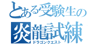 とある受験生の炎龍試練（ドラゴンクエスト）