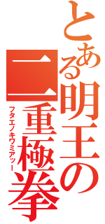 とある明王の二重極拳（フタエノキワミアッー）