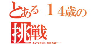 とある１４歳の挑戦（あいつさえいなければ……）