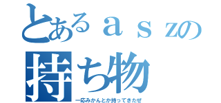 とあるａｓｚの持ち物（一応みかんとか持ってきたぜ）