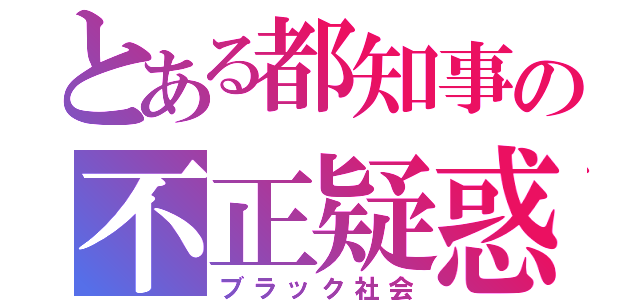 とある都知事の不正疑惑（ブラック社会）