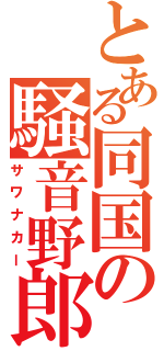 とある同国の騒音野郎Ⅱ（サワナカー）