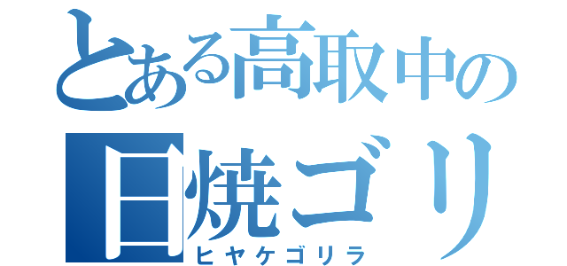 とある高取中の日焼ゴリラ（ヒヤケゴリラ）