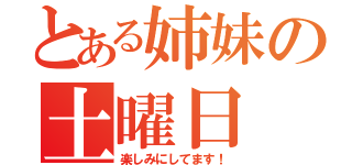 とある姉妹の土曜日（楽しみにしてます！）