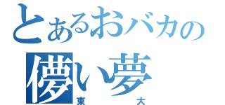 とあるおバカの儚い夢（東大）