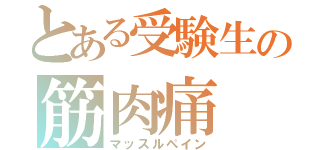 とある受験生の筋肉痛（マッスルペイン）