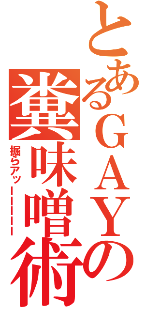 とあるＧＡＹの糞味噌術（掘らアッーーーーー）