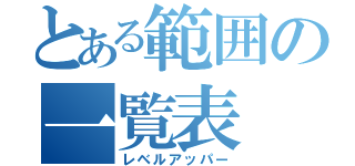 とある範囲の一覧表（レベルアッパー）