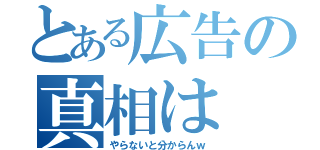 とある広告の真相は（やらないと分からんｗ）