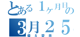 とある１ヶ月目の３月２５日（優＆愛美）