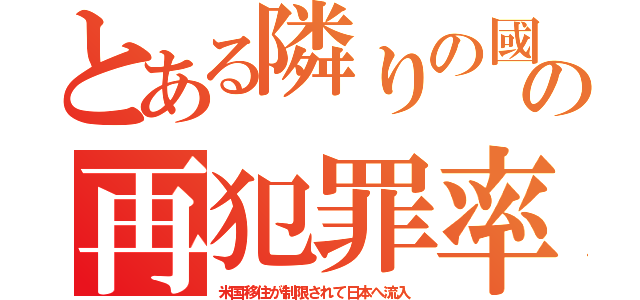 とある隣りの國の再犯罪率（米国移住が制限されて日本へ流入）