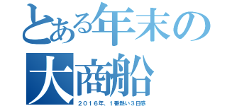 とある年末の大商船（２０１６年、１番熱い３日感）