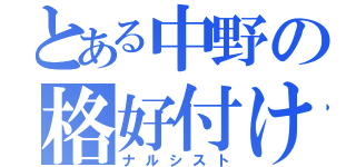 とある中野の格好付け（ナルシスト）