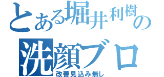 とある堀井利樹の洗顔ブログ（改善見込み無し）