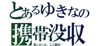 とあるゆきなの携帯没収（悲しかった、ここ数日…）