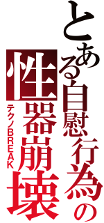 とある自慰行為の性器崩壊（テクノＢＲＥＡＫ）