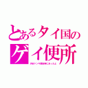 とあるタイ国のゲイ便所（渋谷ドンキ開店時にあったよ）