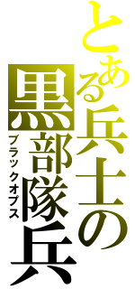 とある兵士の黒部隊兵（ブラックオプス）