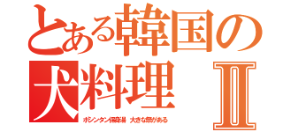 とある韓国の犬料理Ⅱ（ポシンタン保身湯　大きな祭がある）