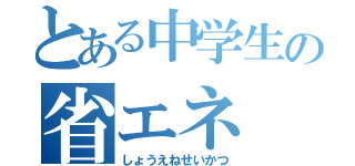 とある中学生の省エネ（しょうえねせいかつ）