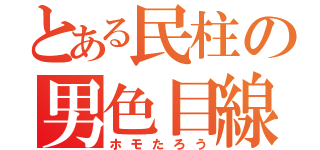 とある民柱の男色目線（ホモたろう）